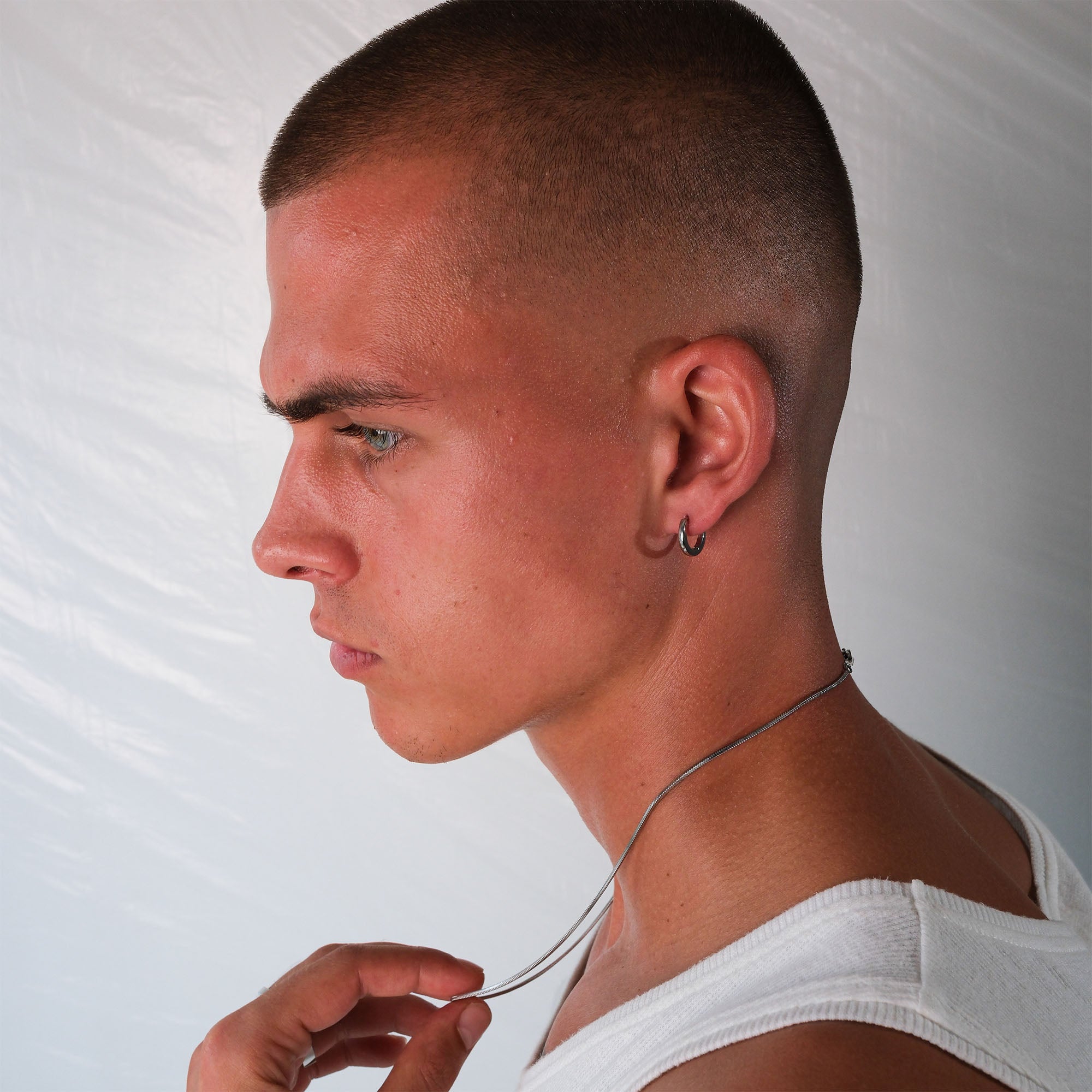 K12 - SILVER SQUARE CREOLES - 2MM